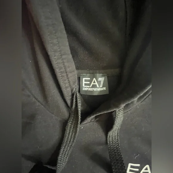 EA7 Emporio Armani Black Logo Hoodie Ladies XL - Picture 5 of 15